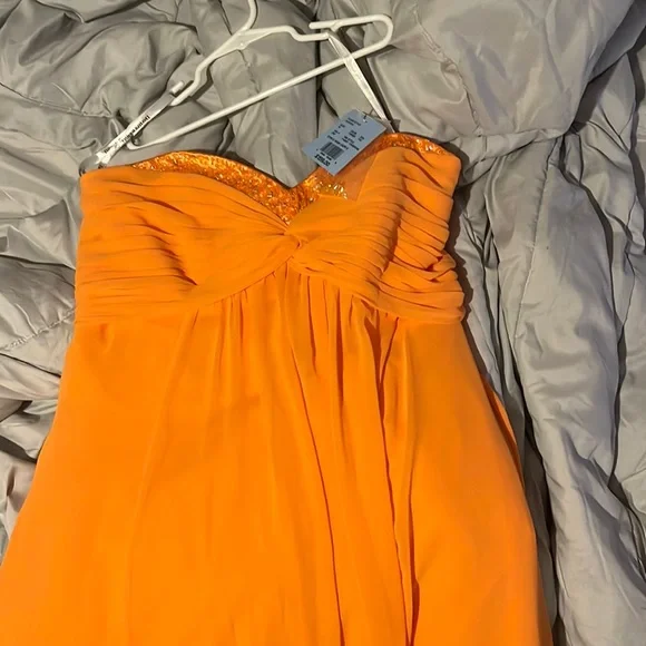 David's Bridal | Dresses | Bright Orange Prom Dress Brand New Never Worn  Size Original Length | Poshmark